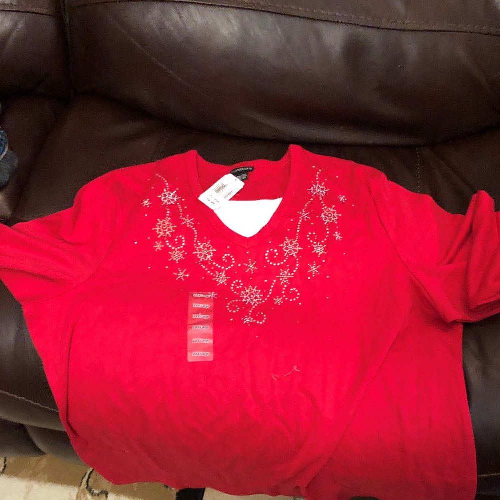 Women's plus size red l/s shirt 3X